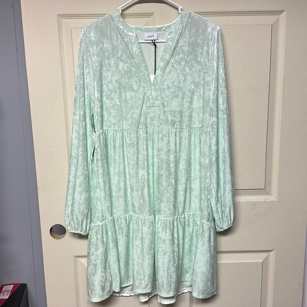 The GET Mint Green Velvet Dress